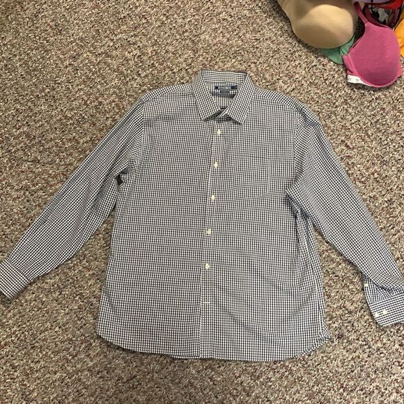 Bonobos Navy White Gingham Check Standard Fit Long Sleeve Button Shirt Size XL - Picture 7 of 11